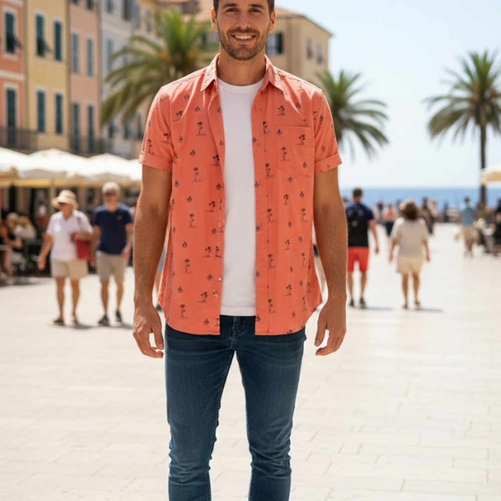 Diamond Supply Co. Men's Peach Casual Button Down Shirt